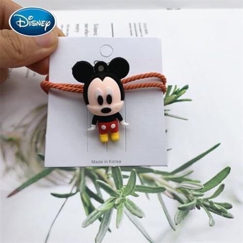 Disney 2pcs Mickey Resin doll Hair Rope Girl Ponytail Holder Hair Tie Hair Rope Rubber Bands Hair Accessories Headwear