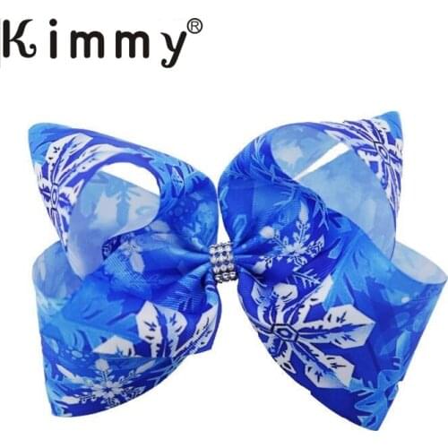 Texas Size Grosgrain Christmas Hair Bows Printed Snow Gifts Large Hair Clips For Girls Santa Winter hair bow