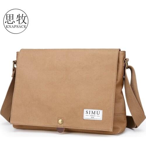 Backpack shoulder bag canvas mens bag messenger bag leisure sports postman Japanese college students simple schoolbag womens f