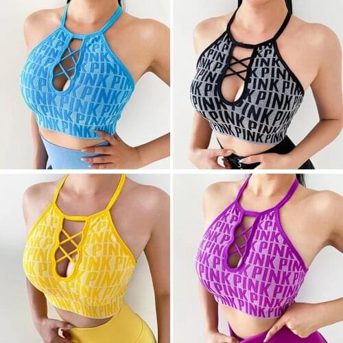 Sexy Yoga Crop Top Sports Bra Underwear Womens Shockproof Yoga Bra Running Fitness Vest Push Up High Impact Padded Workout Tops
