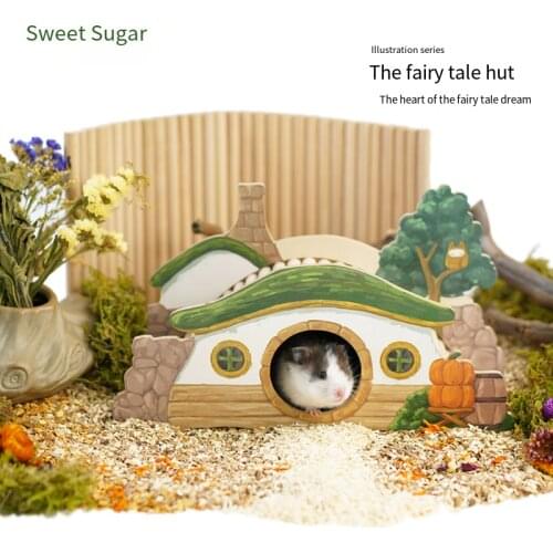 Fairy Tale Hamster Cabin Natural Wooden Hamster Nest Golden Bear Dwarf Rat Small Animal House Hamster Cage Landscaping Supplies