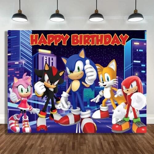 Sonic Birthday Theme Photographic Backgrounds Boy 1st Birthday Party Backdrop Photo Studio Props Vinyl Photozone