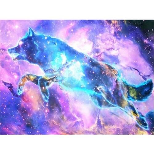 Wolf Animal Printed Water-Soluble Canvas 11CT Cross Stitch Kit Embroidery DMC Threads Knitting Painting Craft Handmade Design