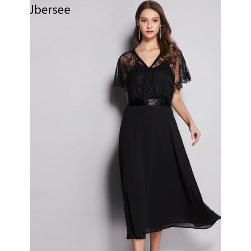 Luxury Brand Design Summer Black Sexy Lace Woman Dress 4XL 5XL Plus Size Short Sleeve V-neck Slim Party Long Dresses for Women