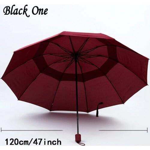 50inch Big Women Rain Umbrella Men Large 3 Folding Sunny Double Layer Parasol Windproof Quality Umbrella Travel Parasol