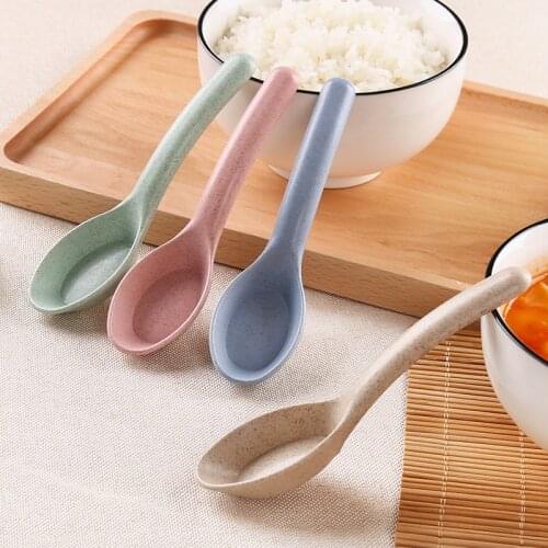 10pcs/set Japanese Household Wheat Straw Spoon Plastic Kitchen Tableware Children Health Environmental Protection Anti-scalding