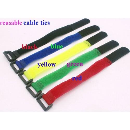 10pcs Wholesale 20*200mm cable tape Nylon Reusable Cable Ties back to back cable ties loop hook tie wrap strap wire organizer