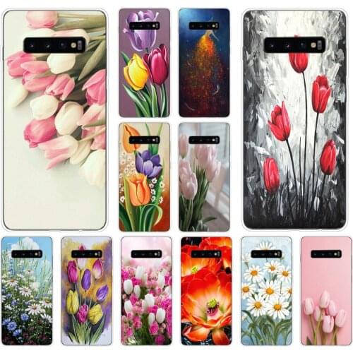 13AS Beautiful flower tulips Soft Silicone Tpu Cover phone Case for Samsung Galaxy S10 S20 Plus case
