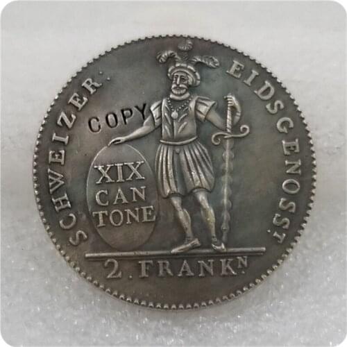 1812 Switzerland 2 FRANKN Silver Coin Copy
