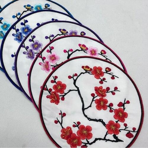 20 pieces 19CM*19CM Embroidered plum cloth ironing Performance clothing drama film wedding dress decoration patch stickers