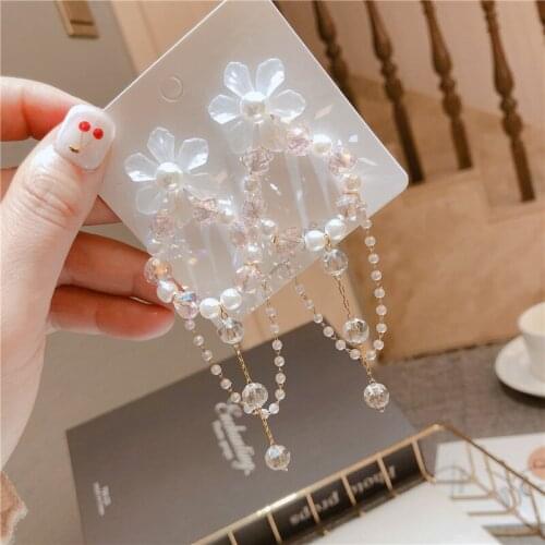 2020 Korea S925 Retro Long Tassel Irregular Natural Pearl Dangle Drop Earrings for Women Party Wedding Jewelry Gifts