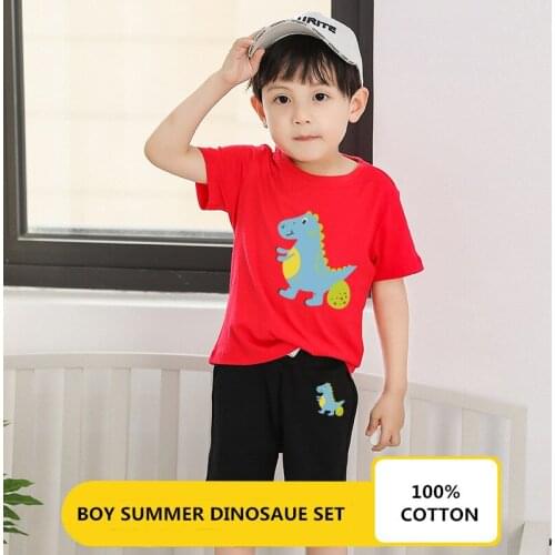 2021 Casual Baby Boy Kids Sport Clothing Plaid Dinosaur Clothes Sets for Boys Costumes 100% Cotton Baby Clothes 2 -10 Years Old