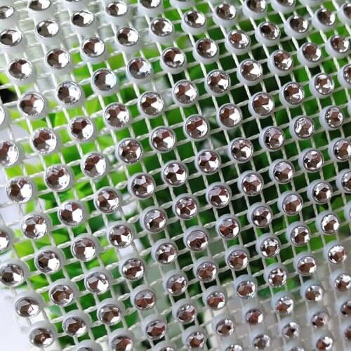 24 Rows of Rhinestone Mesh Yard, 3mm Rhinestone (No Stones) Banding with White Plastic Base, Trimming for Dress, Free Shipping