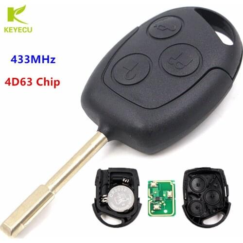 KEYECU 3 Button Remote Key Fob 433MHz With 4D63 Transponder Chip for FORD Focus Fiesta Mondeo KA