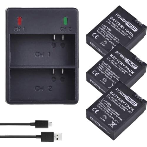 3Pcs 3.7V 1600mAh AHDBT-301 AHDBT301 AHDBT 301 Li-ion Battery for GoPro Hero3 + Dual USB Charger for Gopro Hero 3/3