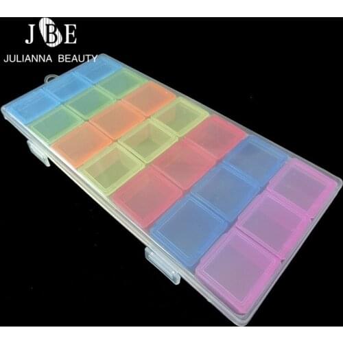 5 Sets/lot Manicure 21 Lattice Jewelry Storage Box Sorting Anti-Dust Compartment Seven Color Medicine Box Mini Drill Nail Plate