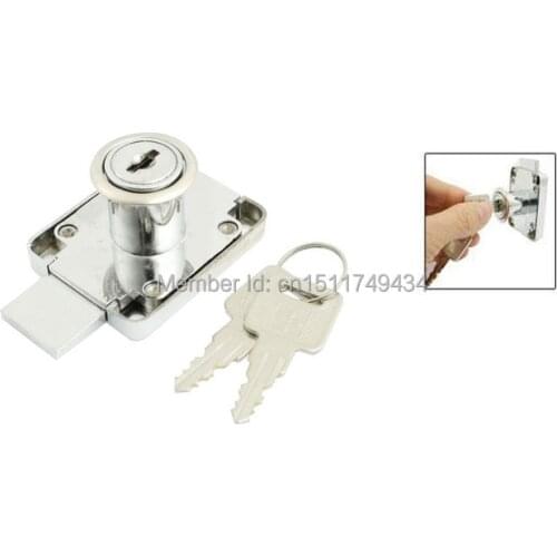 50mm x 40mm Funiture Fitting Rectangle Plate Glass Door Lock Silver Tone w Keys
