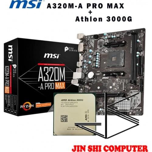 AMD Athlon 3000G CPU + MSI A320M-A PRO MAX Motherboard Suit Socket AM4 CPU and Motherbaord Suit All new / no fan