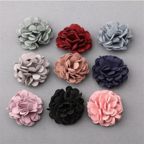 Free Shipping 30PCS Handmade Flower Craft DIY Fabric Floral Button Patch Stiker craft Fit for Girls Hair Jewelry Garment Decor