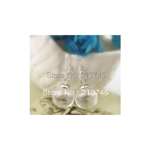 Free ship!!!Fashion silver 18*5mm(opening) glass bubble & 8mm cap & Earing hook set DIY Glass cover glass vial earings pendant