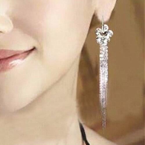 Design gold - coated crystal earrings temperament long tassels earrings for women