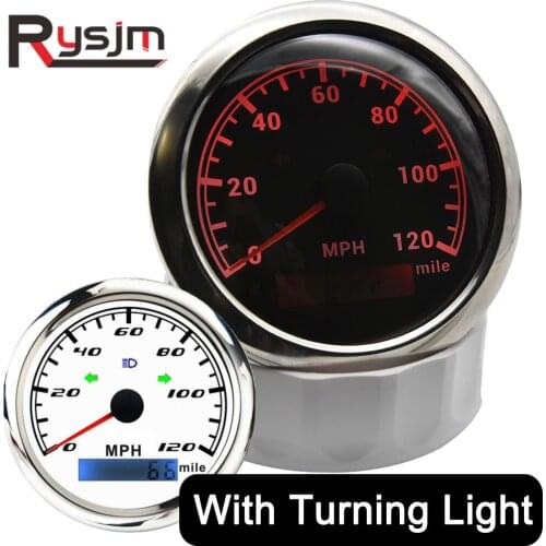 85mm 0-120MPH GPS Speedometer With Turning Light Left Right High Beam Lamp For Marine Boat Car Motorcycle Gauge Antenna Sensor