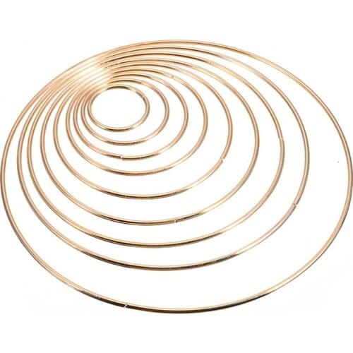 10Pcs Gold Dream Catcher Rings Hoops Metal Circle Rings DIY Craft Wedding Wind Chime Hanging Decorations Dreamcatcher Material