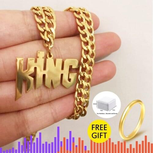 Punk Style Custom Nameplate Pendant for Men Stainless Steel Bar Curb Necklace Crown Heart Necklace Christmas gifts Bijoux femme