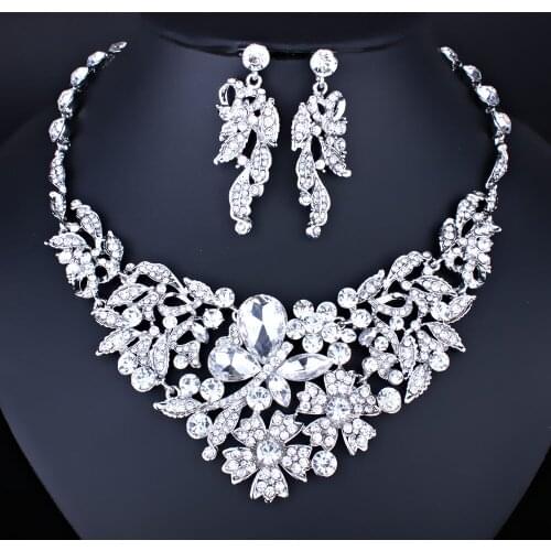 FARLENA Jewelry 'Butterfly on flowers' Necklace Earrings set for Women Luxury Full Crystal Rhinestones Wedding Jewelry sets