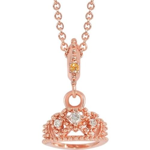 Crown Necklace Valentines Day Gift Rose Gold Crystal Crown Pendant Charms Necklace