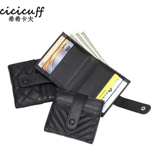 Men Short Wallets ID Credit Card Case Coin Holder Sheepskin Leather Wallet Thin Mini Purse Hasp Women Pocket Coin Purse Billfold