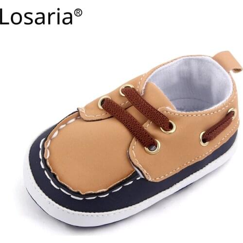 Losaria Toddler Boy Shoes First Walkers Casual Soft Sole Anti-slip Educational Shoes PU Infant Shoes Lightweight Moccasins