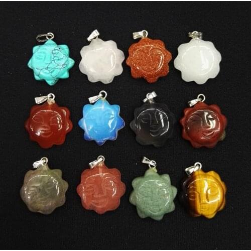 Fashion sun Natural Stone Pendants for jewelry making Jewelry Necklace diy accessories 12PS free shipping wholesale