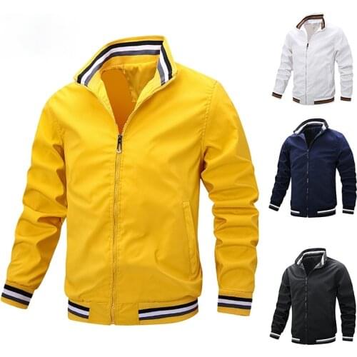 Fashion Jackets Mens Casual Coats 2021 Outdoors Casual Streetwear Male Hip Hop Slim Fit Casual spring Yellow Varsity Jacket