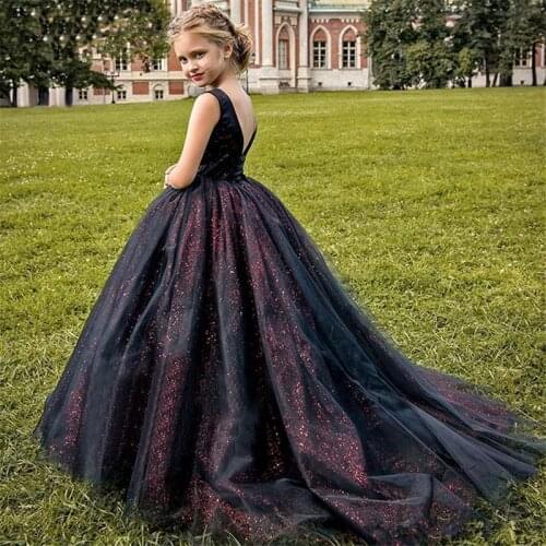 New Flower Girl Dress For Wedding Fuchsia 3D Flowers Princess Party Gown Luxury Ball Gown Little Girls Pageant Gown