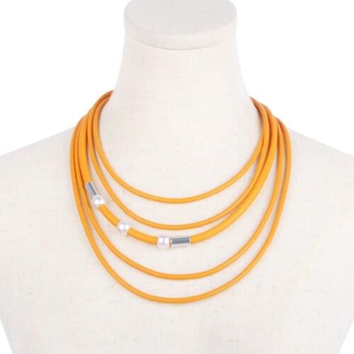 New Summer Neck 7 Colors Pearl Rubber Collar Necklace Designer Handmade Jewelry Gothic Clothes Accessories Gift Lady Necklace