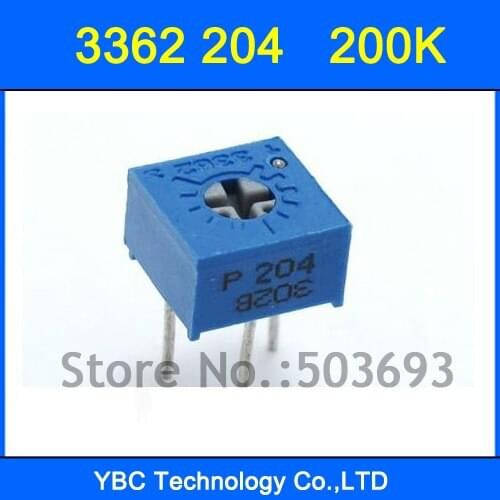 100pcs/lot 3362 204 200KR Variable Resistors 3362P Potentiometer