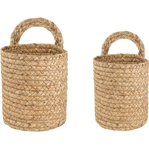 Wall Hanging Rattan Basket Planter Indoor Outdoor Hanging Rope Flower Plant Pot Basket Decor,Hanging Flowerpot Basket