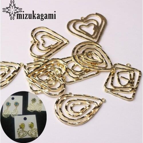 Zinc Alloy Golden Spiral Hollow Hearts Water Drop Geometric Charms 6pcs/lot For DIY Fashion Jewelry Earrings Making Accessories