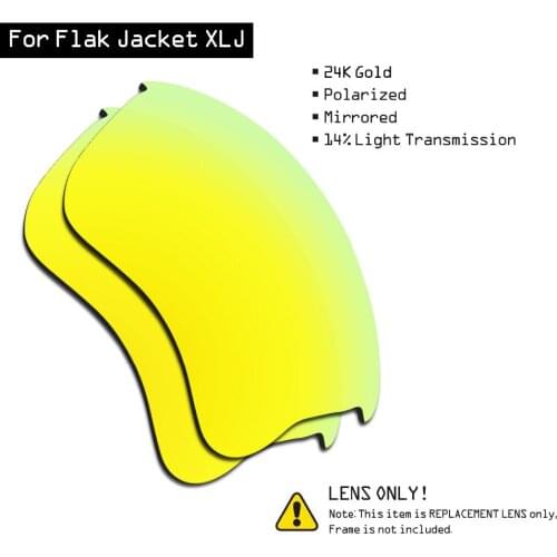 SmartVLT Polarized Sunglasses Replacement Lenses for Oakley Flak Jacket XLJ - 24K Gold