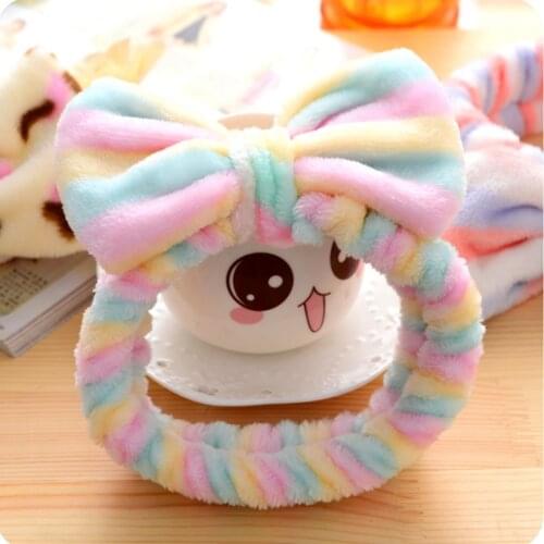 Coral Fleece Elastic Hair Bands Cute Makeup Wash Face Headband Warm Soft Plush Rabbit Ears Hairband Women Girls Hair Accessories