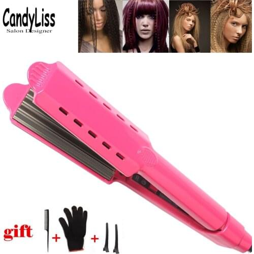 Professional ceramic corrugated iron for wave corrugation flat irons curling cone adjust temperature Wide hair Wave Plate-019