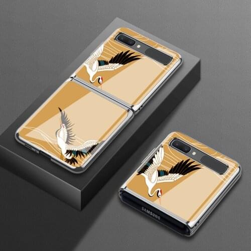 For Samsung zflip mobile phone case folding f7070 protective cover sm-f7000 plated glass 5g version f700n crane