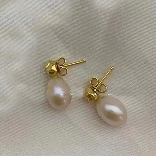 U-Magical French Irregular Geometrical Simulation Pearl Dangle Earrings for Women Textured Gold Color Metal Earrings Jewelry