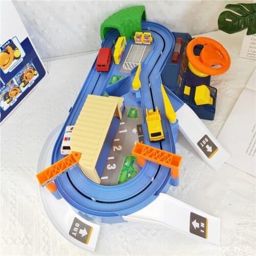 High-speed Patrol Highway Electric Rail Car Parent-child Interaction Lighting And Sound Effect Parking Lot Set Kids Toys