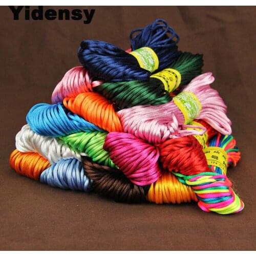 Yidensy 11 Colors 20M Chinese Knot Cord Rattail Satin Braided Ropes String Threads 2.5mm Bracelet DIY Jewelry Making Findings