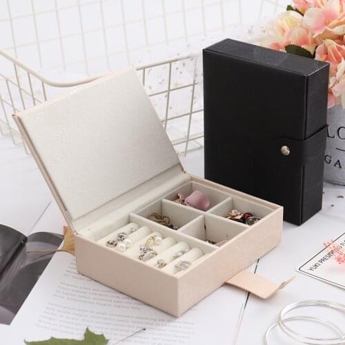 Juelee Travel Jewelry Box Women Leather Rectangle Packaging Necklace Rings Earrings Storage Organizer Display Gift Boxes Case
