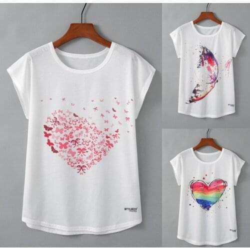 Women Casual Printing Short Sleeve O-Neck Tops Tee T-Shirt Blouse Tops