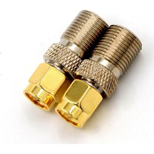 1pcs High Quality F Type Female Jack to SMA Male Plug Straight RF Coaxial Adapter F connector to SMA Convertor gold Tone