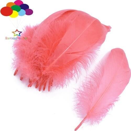 100pcs Beautiful Dyed Watermelon Red Natural Soft Goose Feather 15-20cm/6-8inch for Carnival Diy Party Costume Mask Headress
